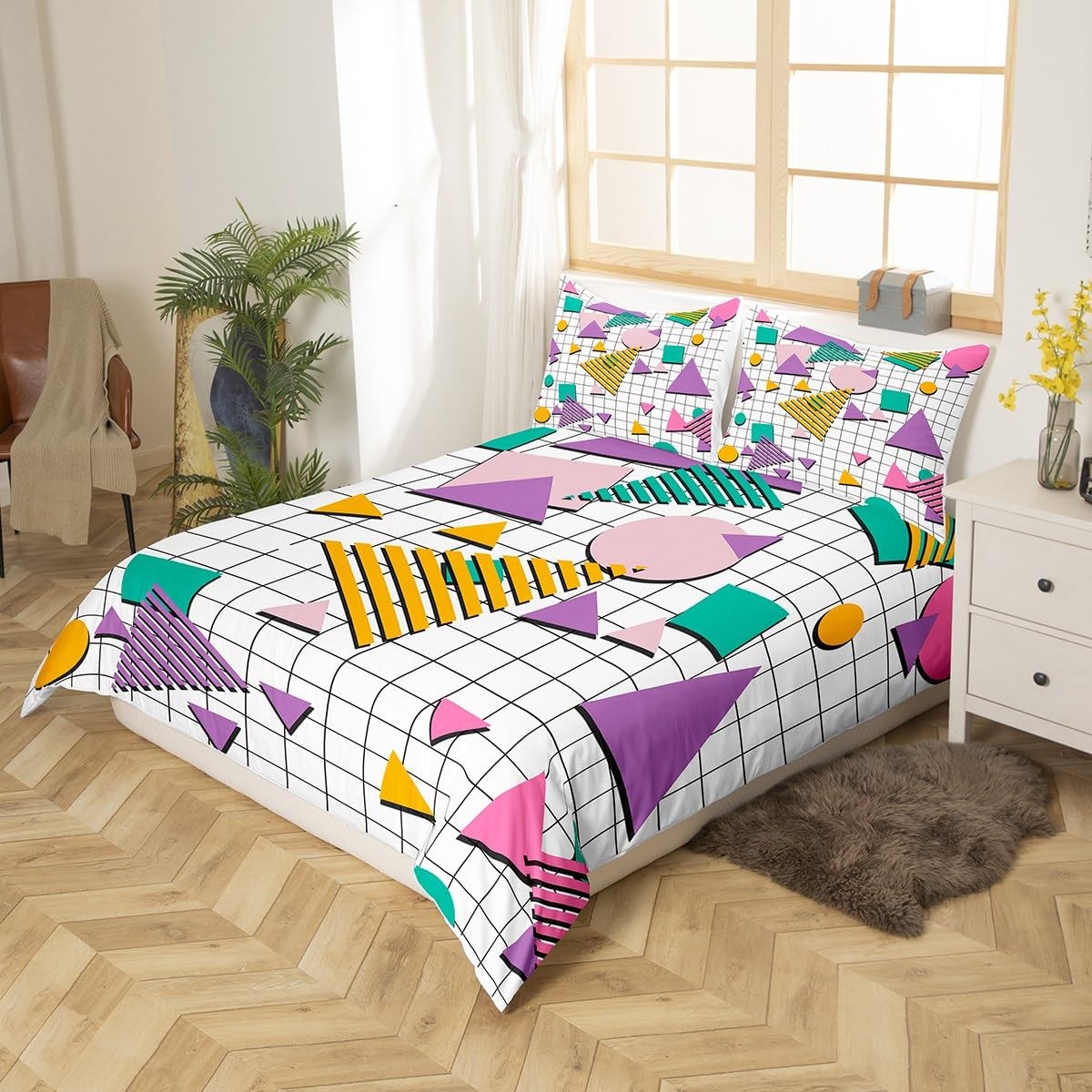 80s 90s Memphis Bedding Set Full Size Memphis Geometric Comforter Cover Set f... gallery
