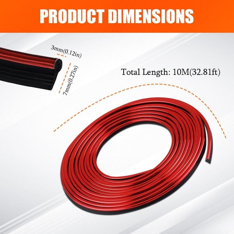 Universal 33ft/10m Red Electroplating Decorative Trim Strips, Flexi Color: Red gallery
