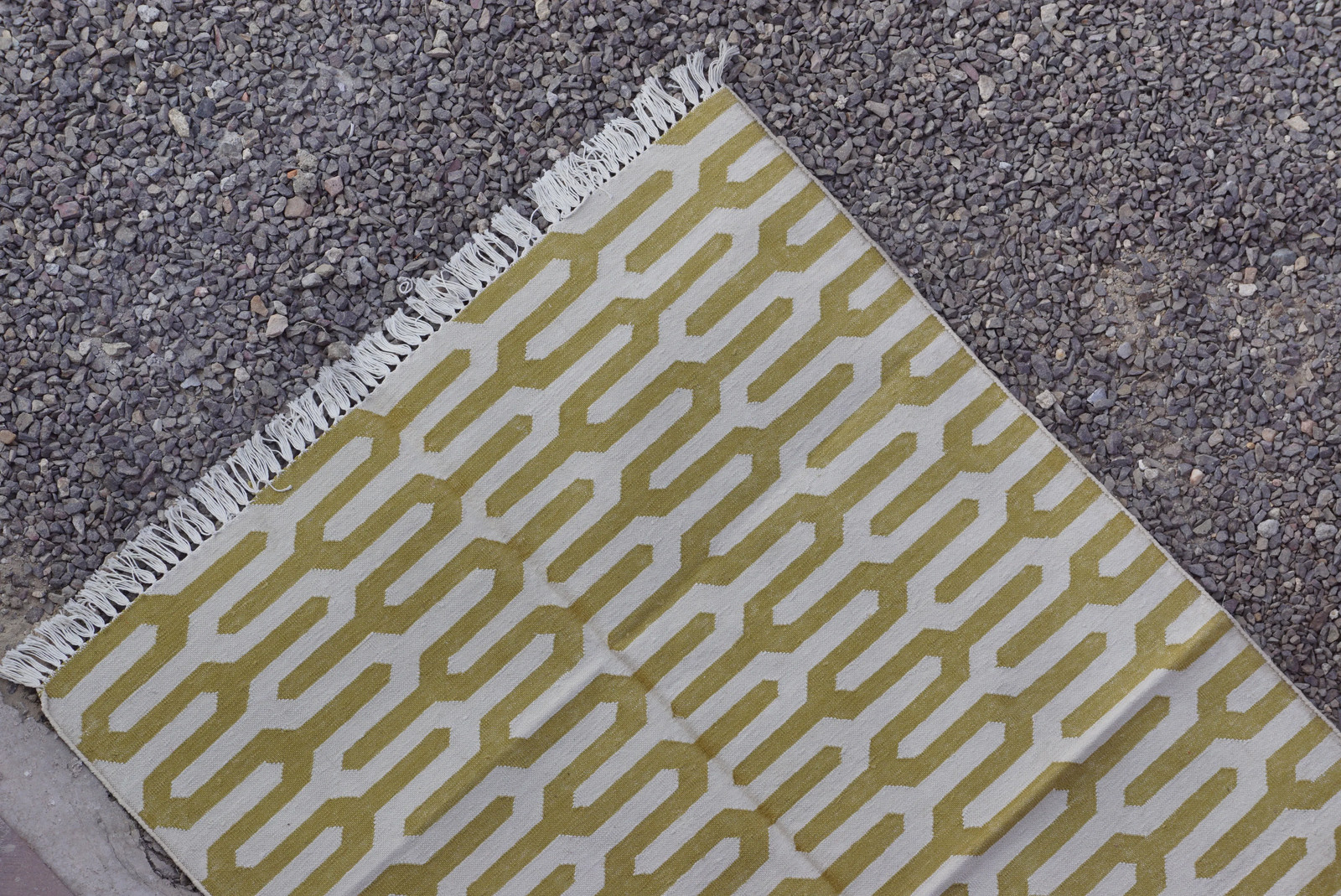 Rugmoda Cotton Olive Green Geometric 3x5 ft Living Room Area Rug Handmade Dhurri gallery