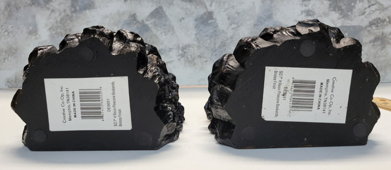 2 Bookends Creative Co-Op Pinecone Shape Heavy Resin Bronze Finish Nature Forest gallery
