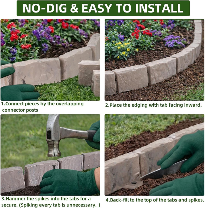 Landscape Edging Garden Edging Border Faux Stone Edging,91Ft X 2.75 in Tall Deco gallery