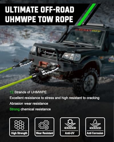 Recovery Tow Rope Kit with 2 Soft Shackles, 7/16 Inch x 30 ft 31,200 Lbs gallery