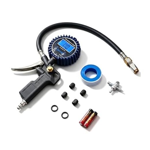 Digital Tire Pressure Gauge with Inflator, 3-250 PSI Air Chuck & Compressor gallery