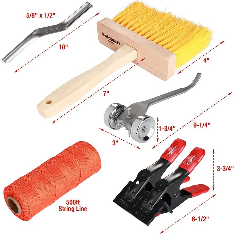 Goldblatt 12PCS Masonry Hand Tool Set Tuck Pointing Trowel Skate String Line Kit gallery