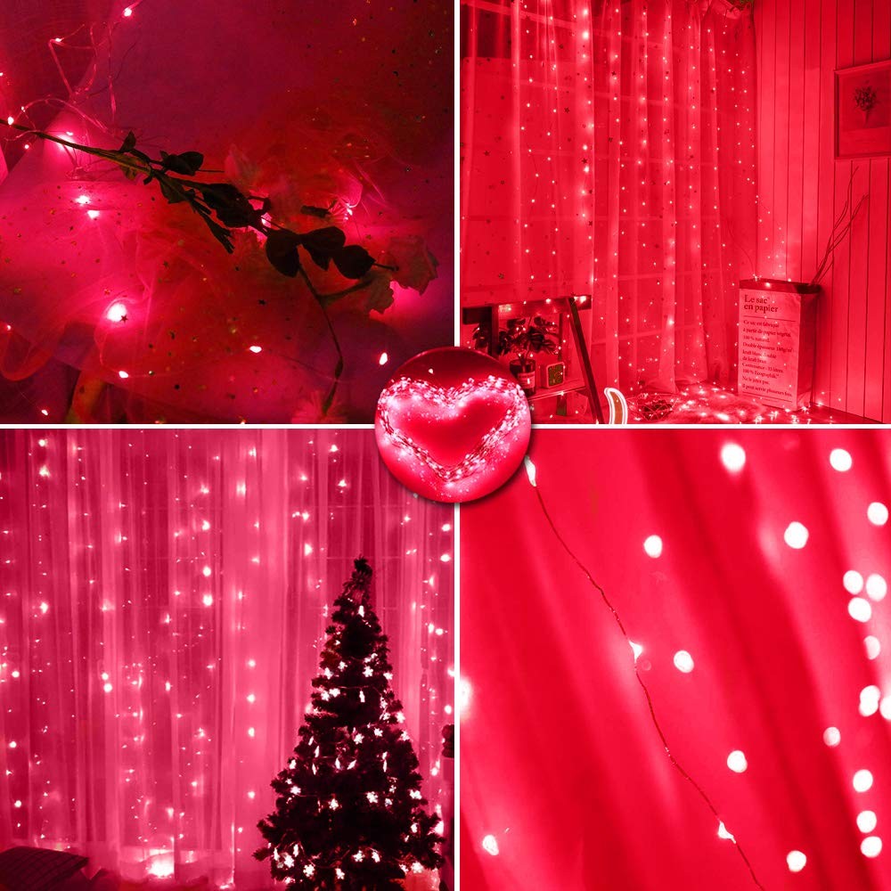 300 LED Curtain Christmas String Lights Backdrop Fairy Lights With Remote Con... gallery