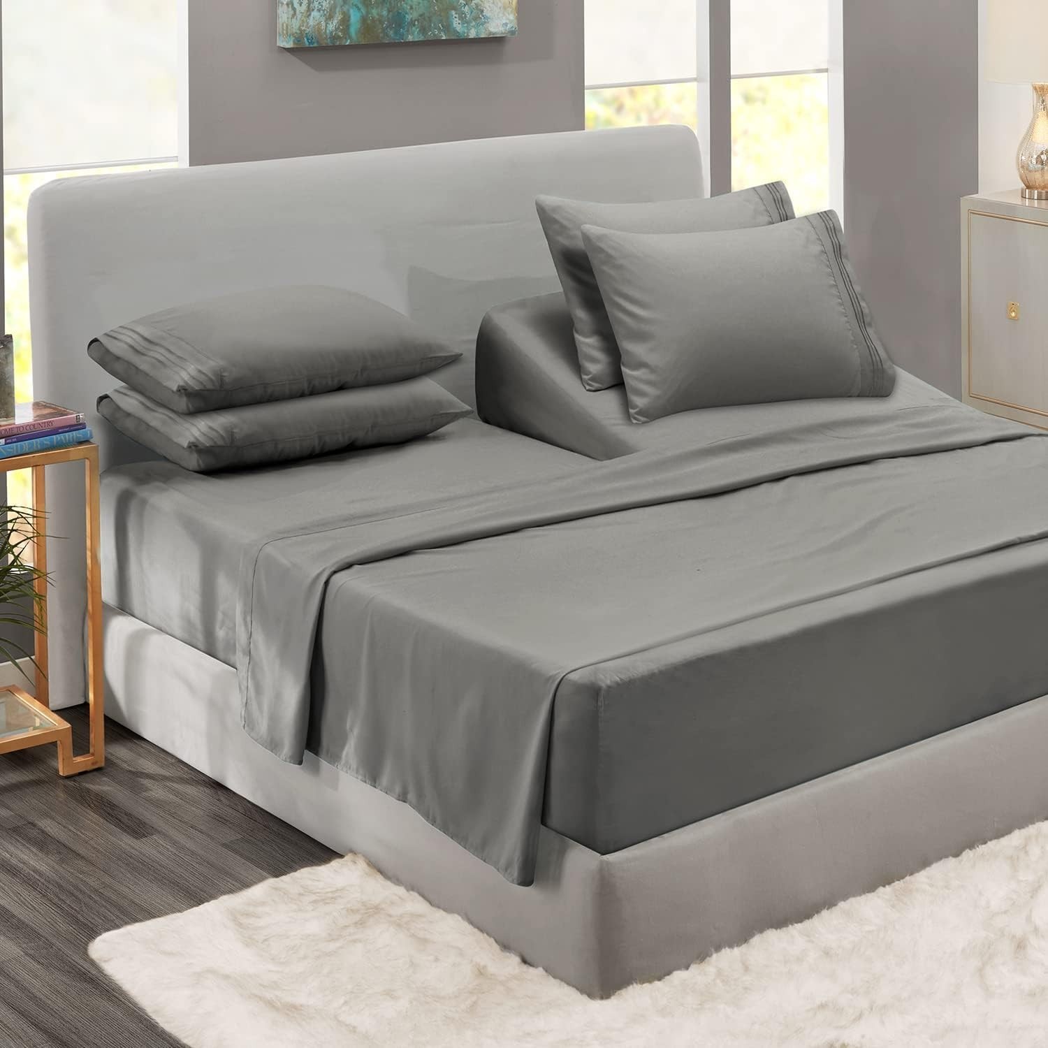 Flex Top King Sheets, 6 Piece Set - Hotel Luxury Sheets for Top Split King Be... gallery