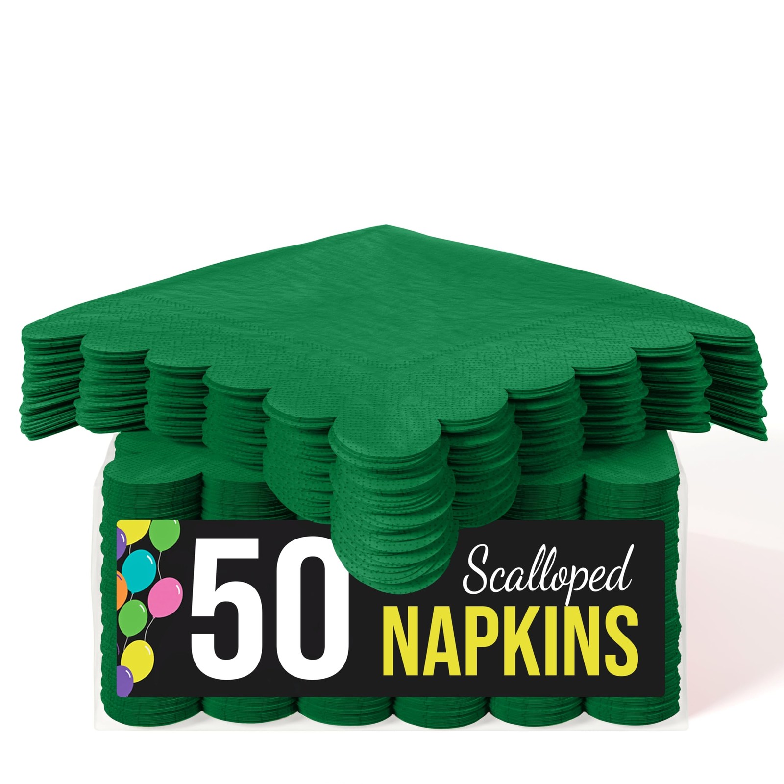 Party Solids Emerald Green Scalloped Napkins Disposable 50 Pcs 2-Ply Emerald Gre gallery
