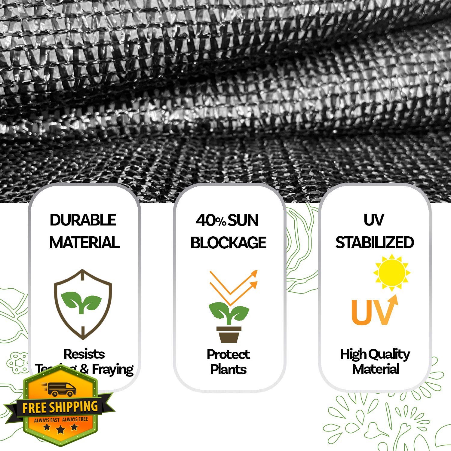 Alion Home 6'x6' Shade Cloth Grommets Black Garden Netting gallery