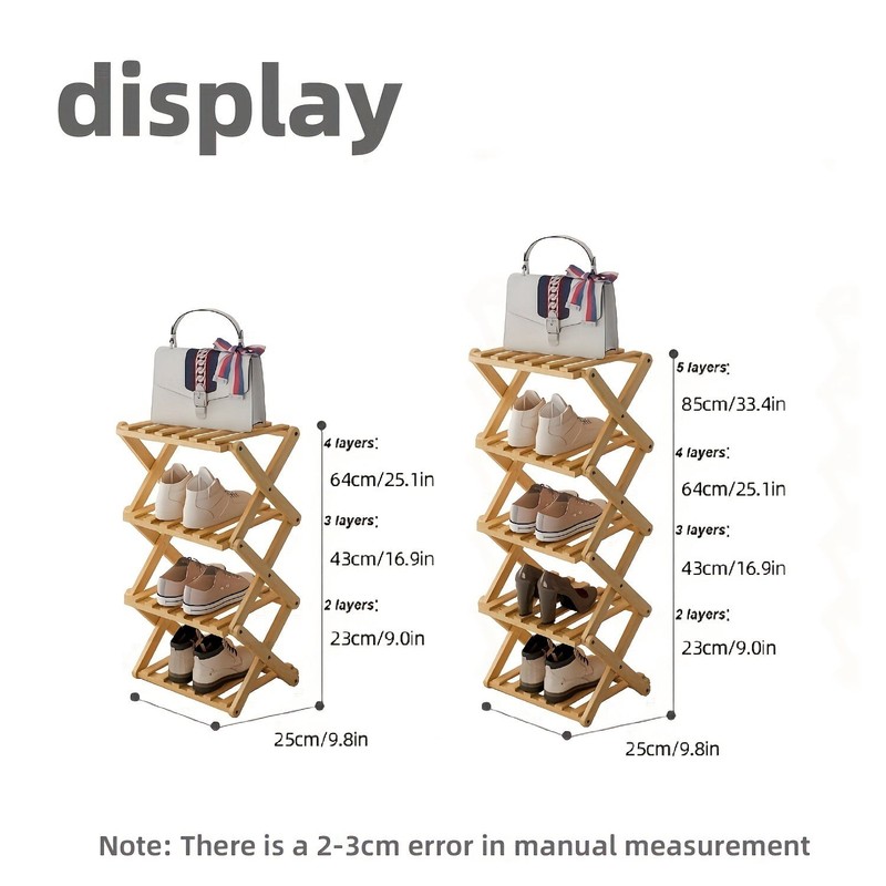 Foldable Bamboo Shoe Rack Tier Storage Shelf Entryway Organizer Wood Plant Stand gallery