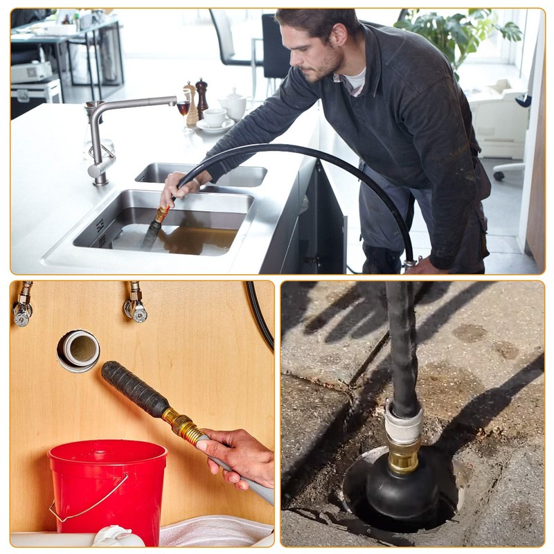 3PCS Drain Cleaning Bladder Kit for 1"- 6" Pipes Water Pressure Unclogg for Sink gallery