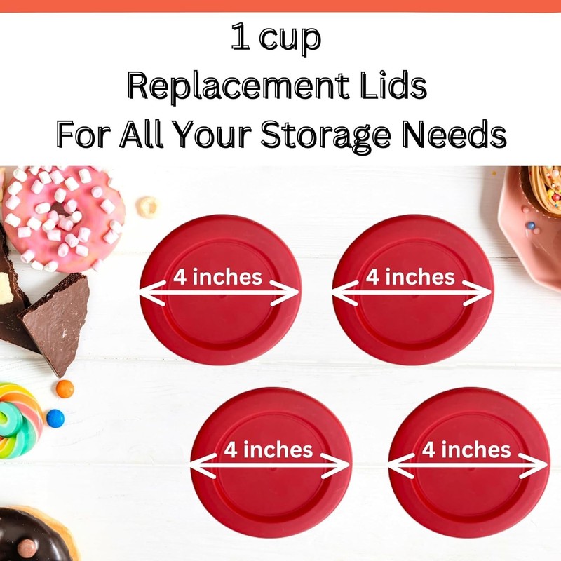 Pyrex Replacement 1 Cup 236 ml Red Storage Cover 4" 7202-PC Bulk Lot 10 Pack NEW gallery