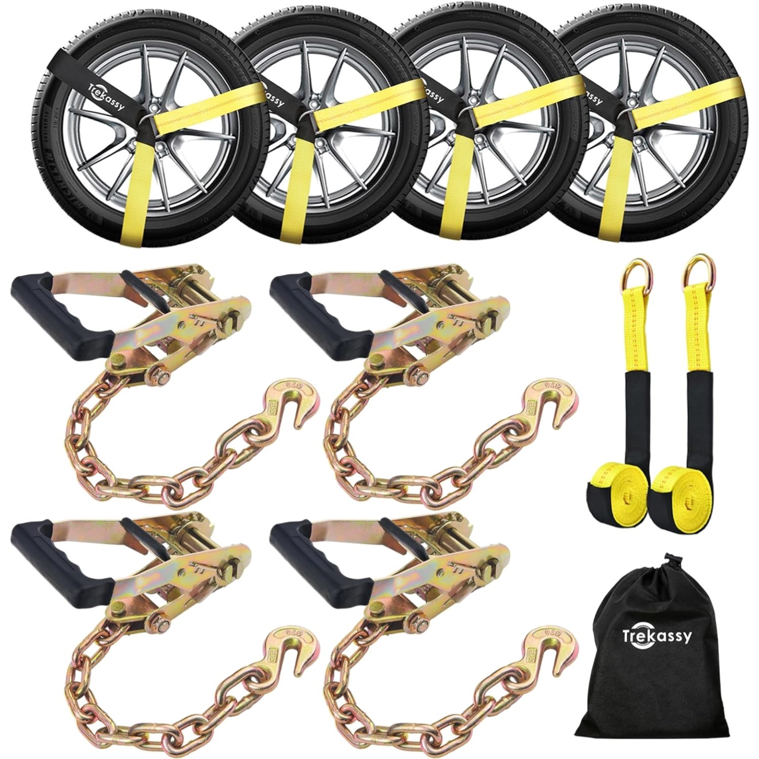 Car Tie Down Straps Set - 10,000lbs Break Strength with Ratchets & Straps gallery