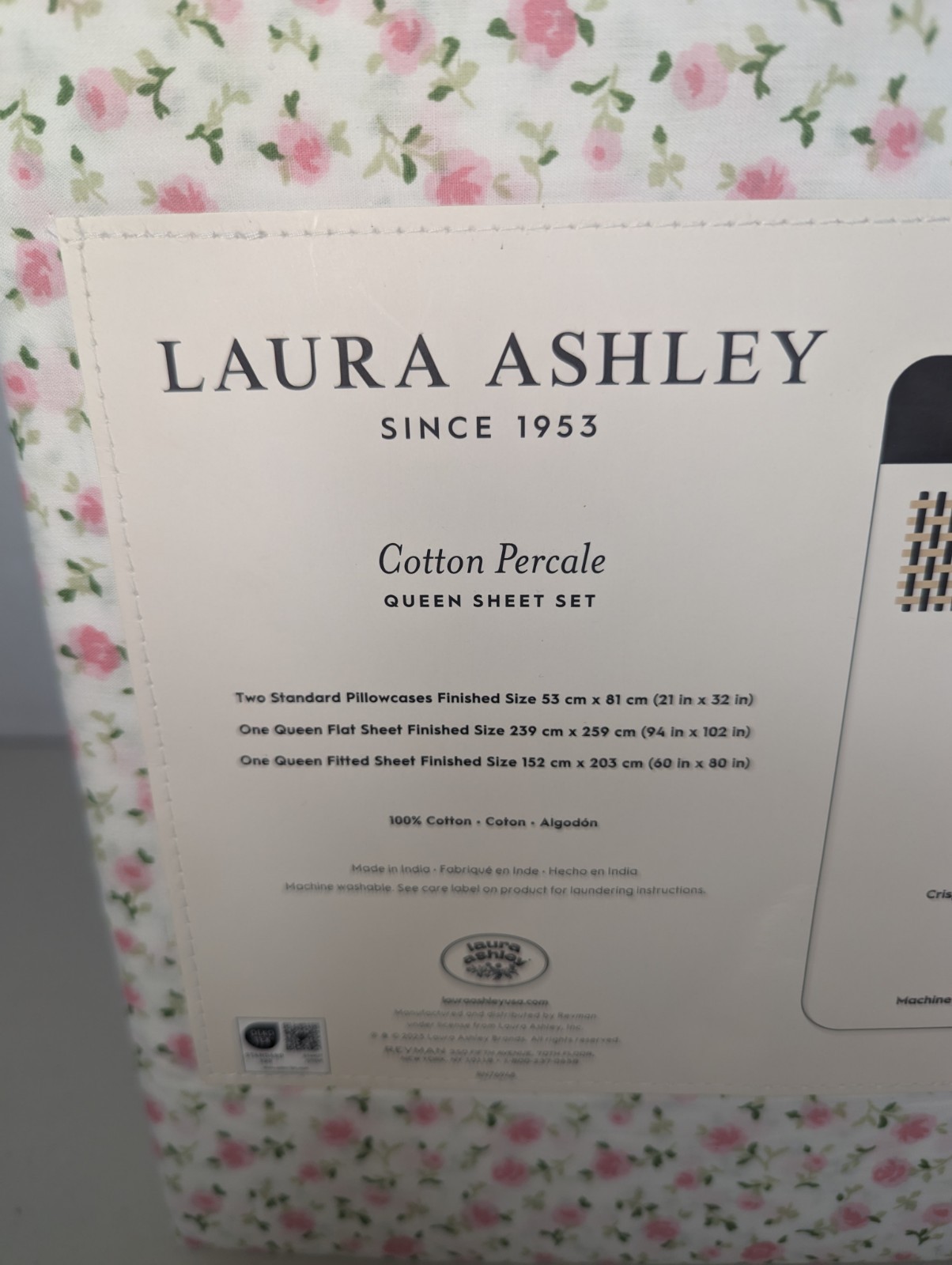 4pc Laura Ashley Queen Sheet Set Petite Floral EMOGENE Pink Greens & Red gallery