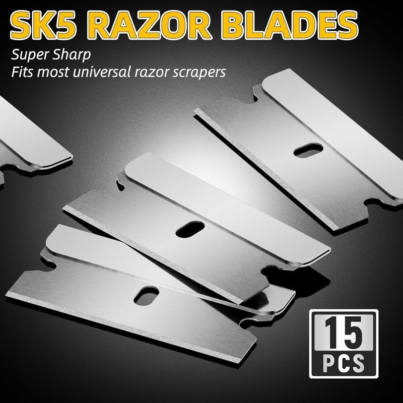 Razor Blade Scraper Tool with 15 Extra Blades for Cleaning Window Glass Stove gallery