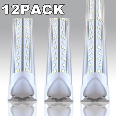 8FT LED Shop Light, v-Shape 144W Integrated LED Tube Light, Clear White, 12-48PC