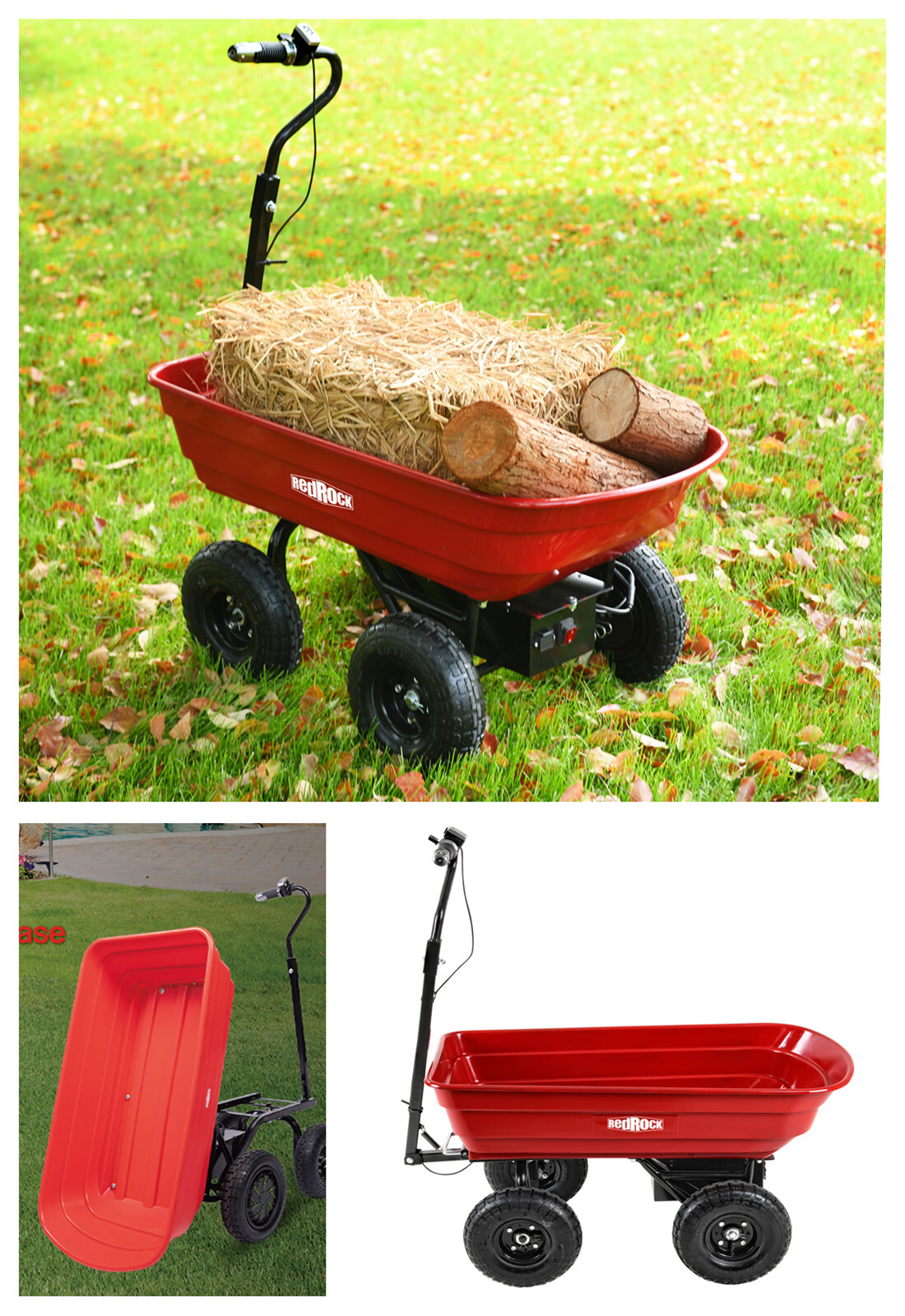 Electric Wheelbarrow Cart 2.6 cu.ft. Capacity Material Debris Hauler Wagons gallery