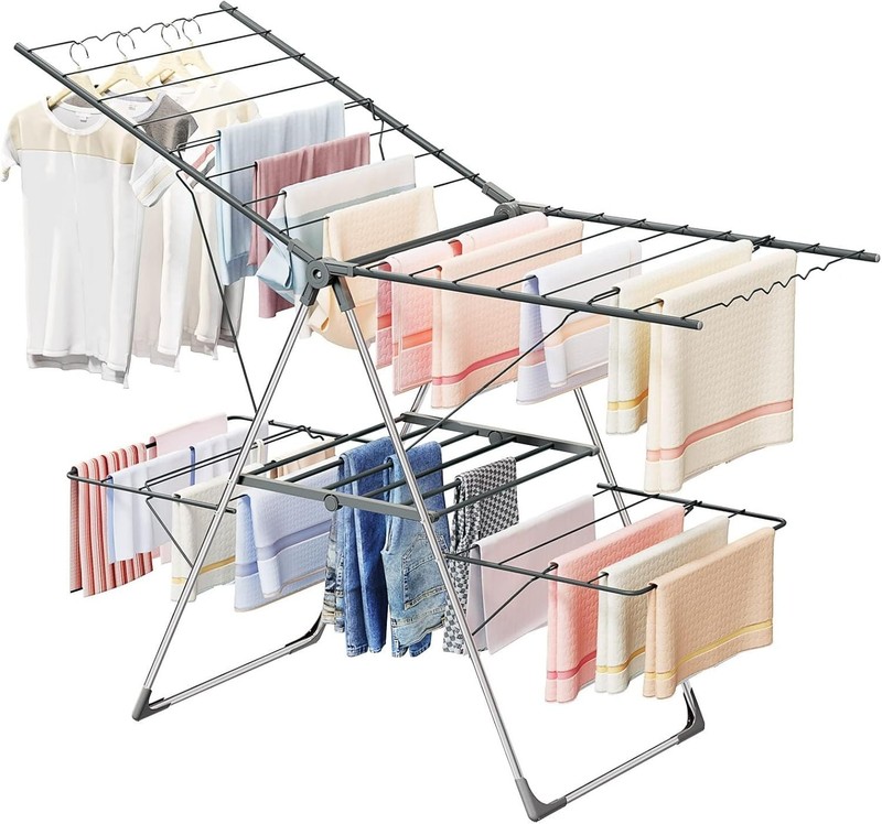 Clothes Drying Rack Foldable Large Laundry Drying Rack Collapsible Stainless ... gallery