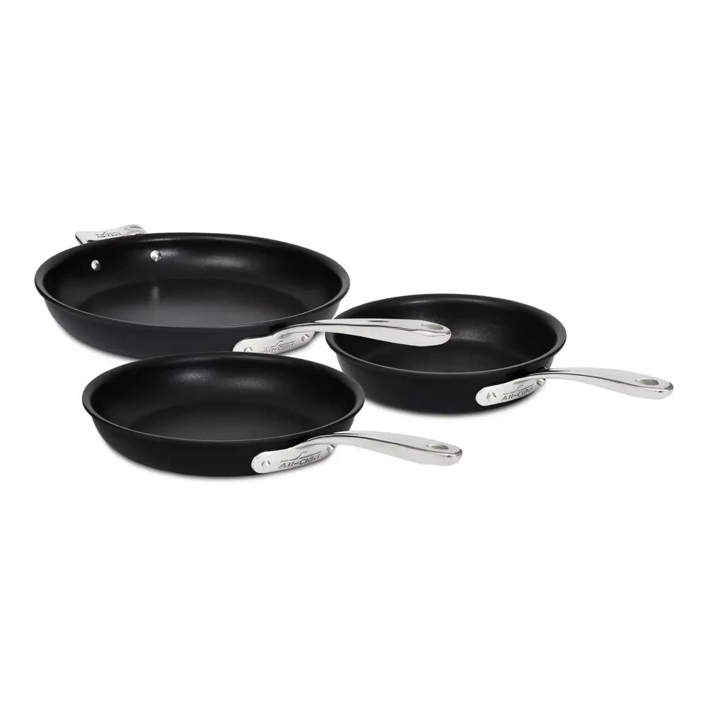 All-Clad B1 Hard Anodized Non-Stick Induction 8" 10" and 12 Inch Fry Pan Set gallery