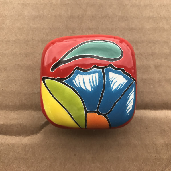 C30 TALAVERA CABINET DRAWER PULL CERAMIC KNOB FLOWER DESIGN Amigos Pottery MX gallery