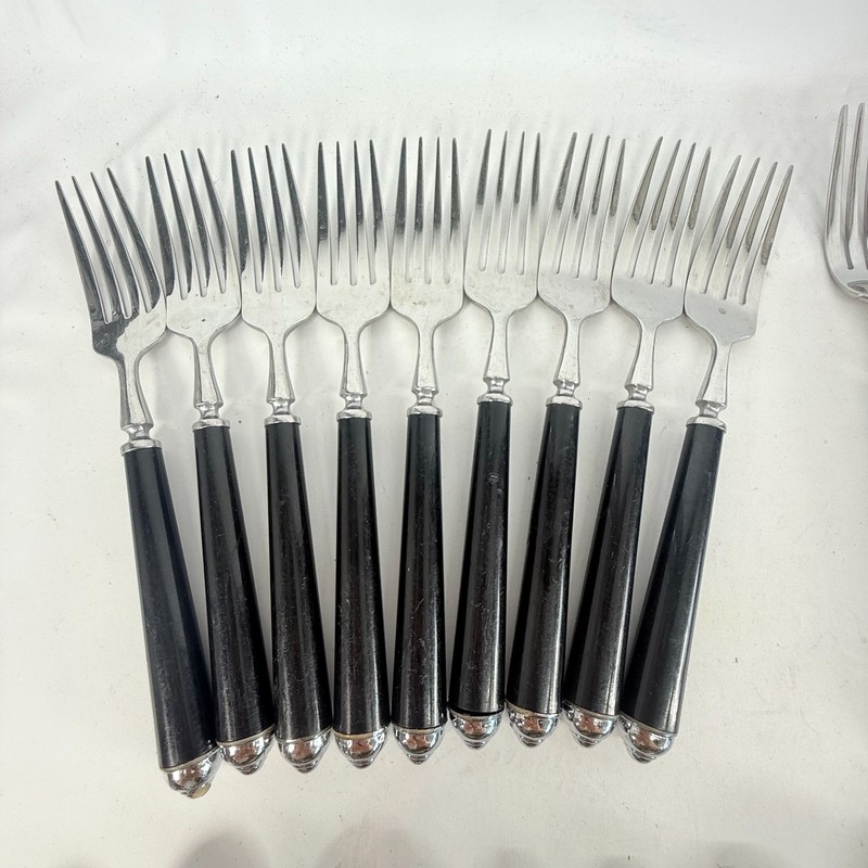 Mikasa Claridge Black & Silver Flatware Set Lot of 36 Replacement Pcs Stainless gallery