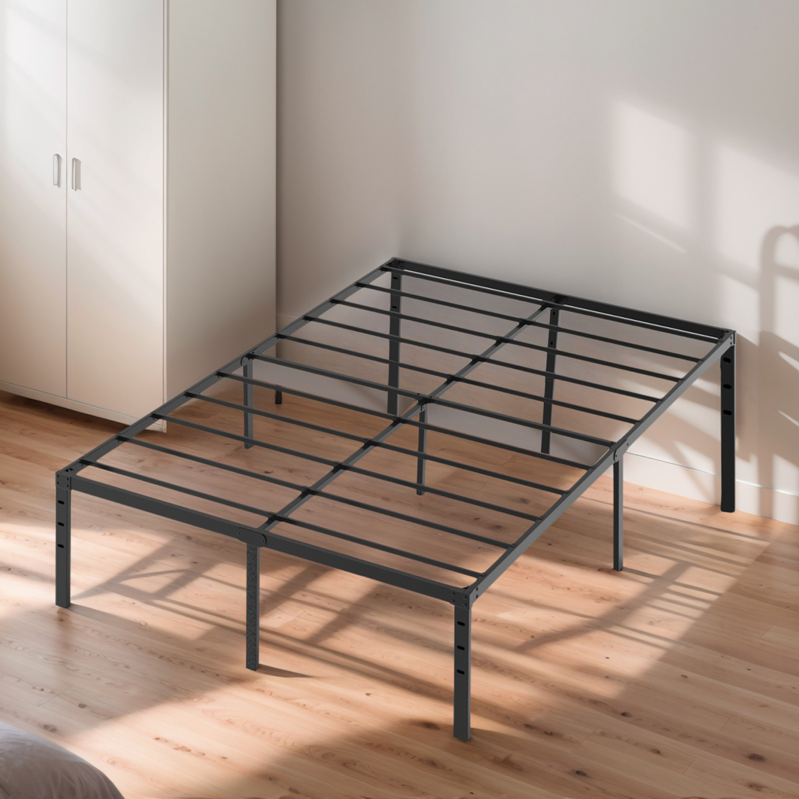 Black Queen Size Simple Basic Platform Metal Bed Frame - 14 Inch Bed Height gallery