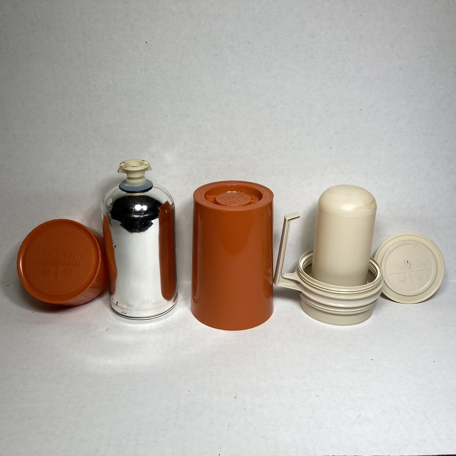 VTG Thermos Pint Size Model 7202 Orange Insulated Travel Thermos King Seeley USA gallery