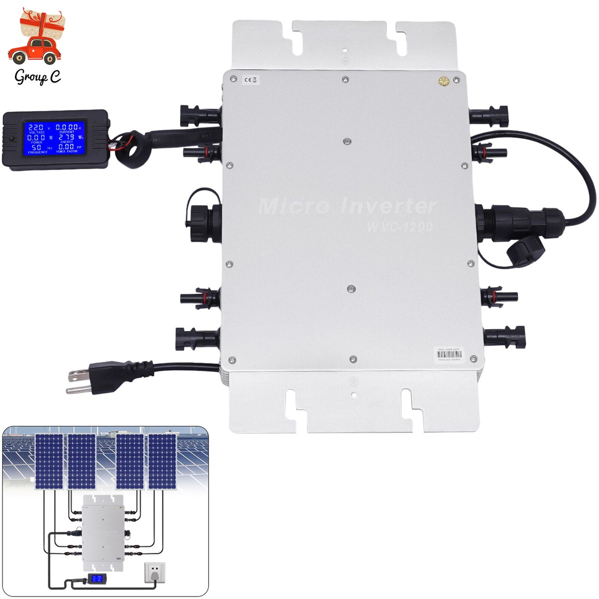 Solar Micro Inverter Waterproof WVC-1200W Grid Tie MPPT Pure Sine Wave DC to AC gallery