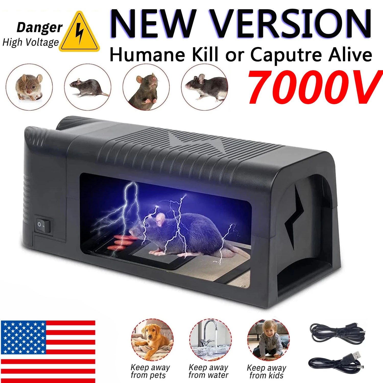 Upgraded Electronic Mouse Trap Control Kill Big Rat Pest Electric Rodent Zapper gallery