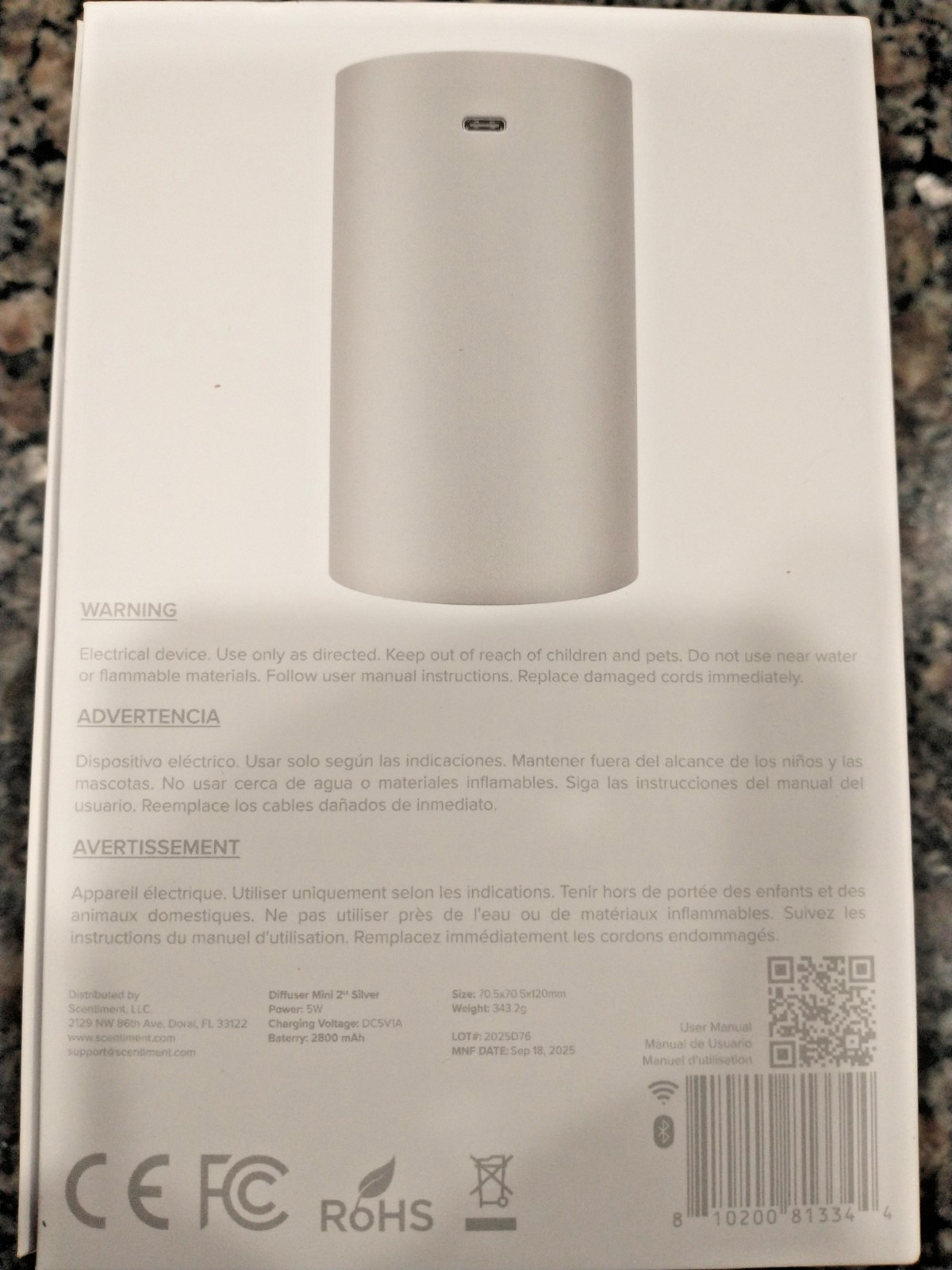 SCENTIMENT MINI 2 OIL DIFFUSER In Silver with cold-air diffusion technology! gallery