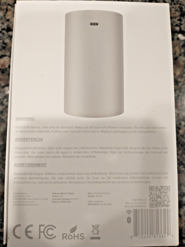 SCENTIMENT MINI 2 OIL DIFFUSER In Silver with cold-air diffusion technology! gallery