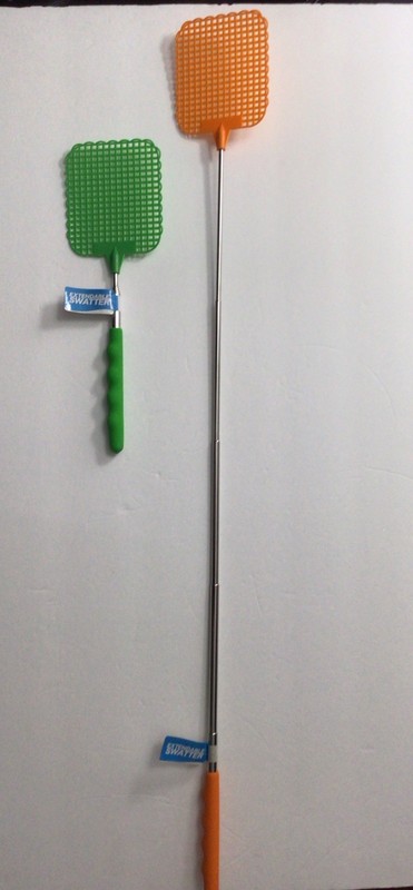 2 PC PLASTIC FLY SWATTER WITH STAINLESS STEAL EXTENDABLE HANDLE IN 4 COLORS gallery