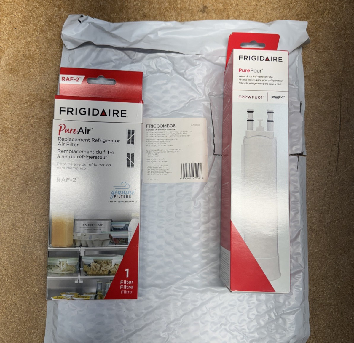 FRIGIDAIRE PUREPOUR PWF-1 & RAF-2 PUREAIR WATER FILTER COMBO KIT gallery