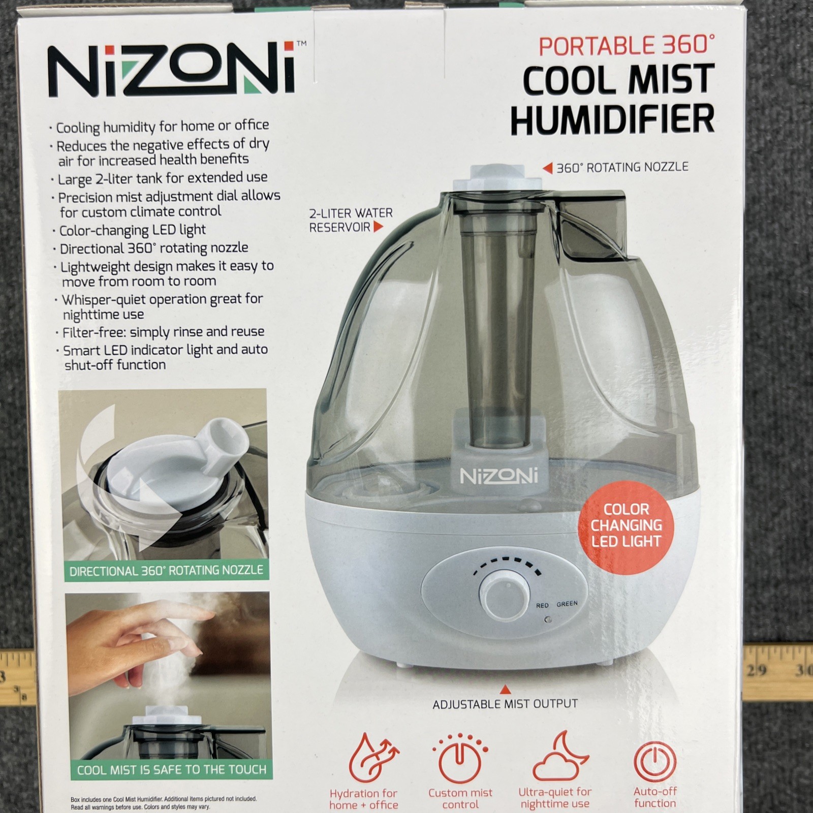 NIZONI Portable 360° Cool Mist Humidifier Filter-Free Lasts Up To 8 Hours - Time gallery