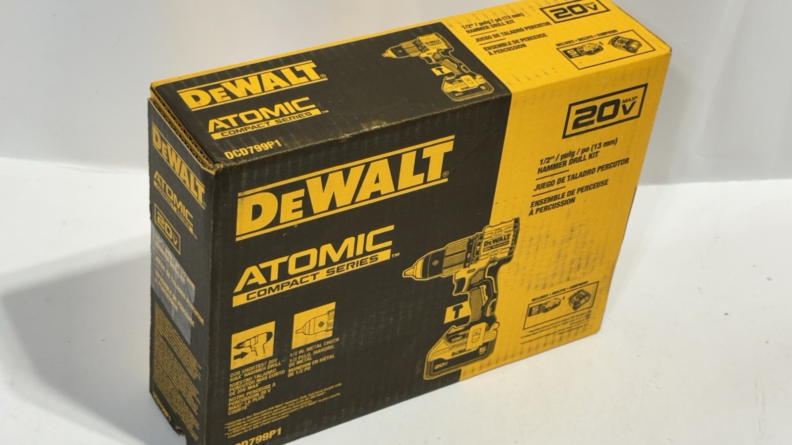 DEWALT Atomic Compact Series 20V Hammer Drill Kit DCD799P1 5Ah Battery Set gallery