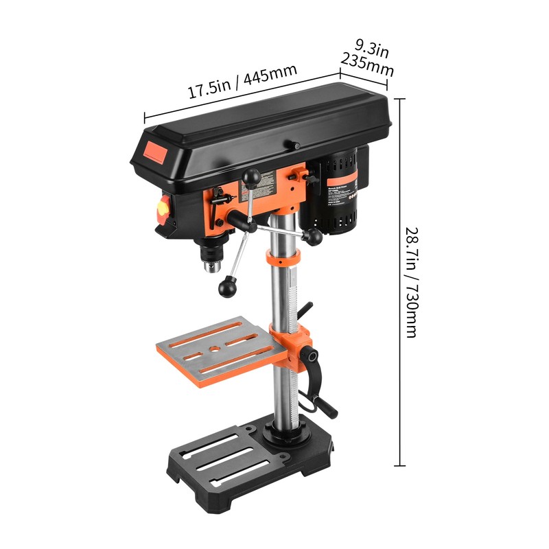 VEVOR 10-Inch 5-Speed Benchtop Drill Press Cast Iron Drill Press 3.2A gallery
