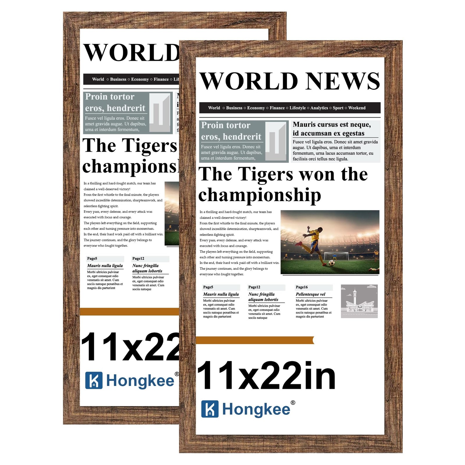 11x22 Newspaper Frame 2 Packs, Real Glass and Rustic Brown Wood Frame, Displa... gallery