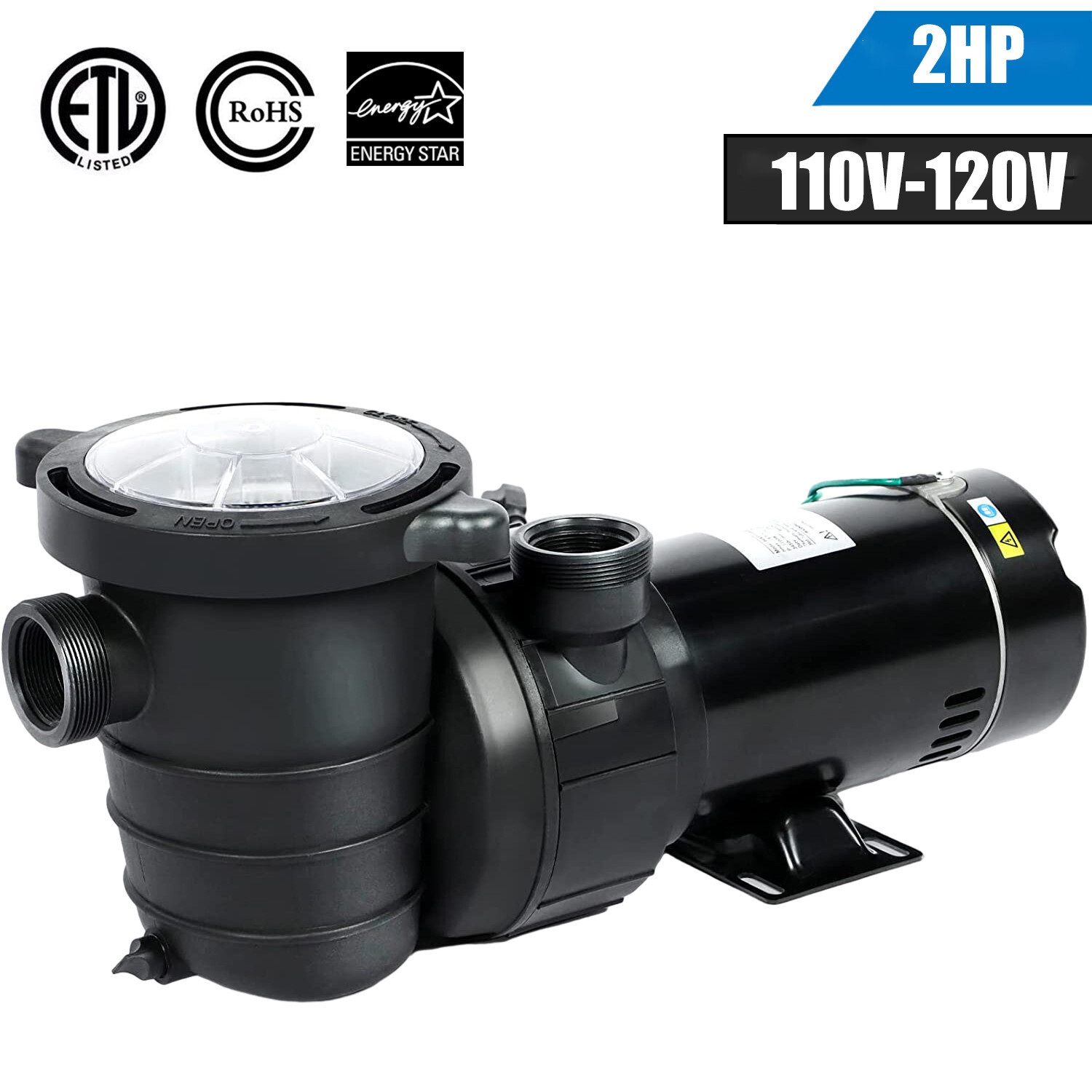 Hayward 2HP Above/Inground Swimming Pool Pump Motor 96GPM 49' Max 1.5in NPT 115V gallery