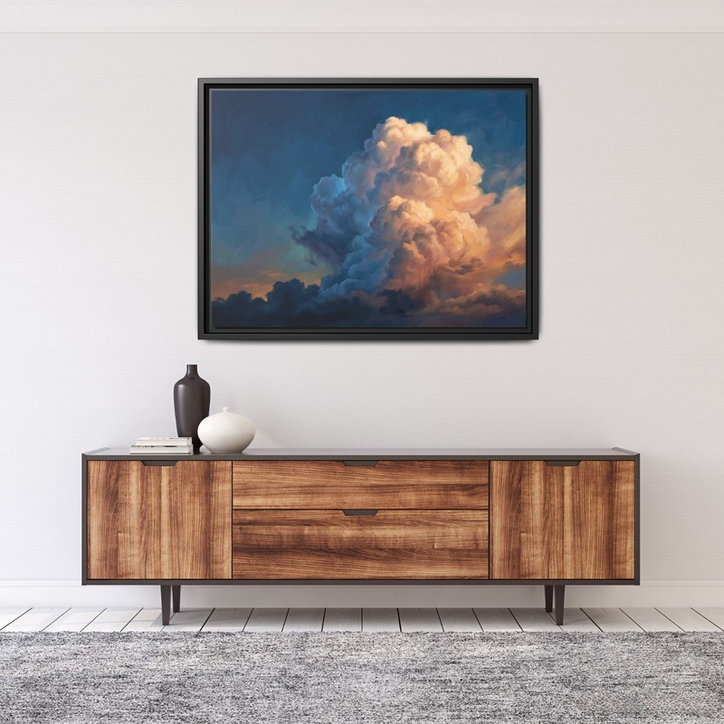 Dramatic Sunset Cumulus Cloud Wall Art, Billowing Peach And Gold Sky Canvas Art gallery