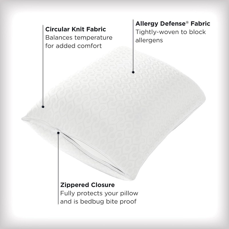 Allergy Bed Pillow Protector Queen Size Breathable Dust Mite Bedbug Proof gallery