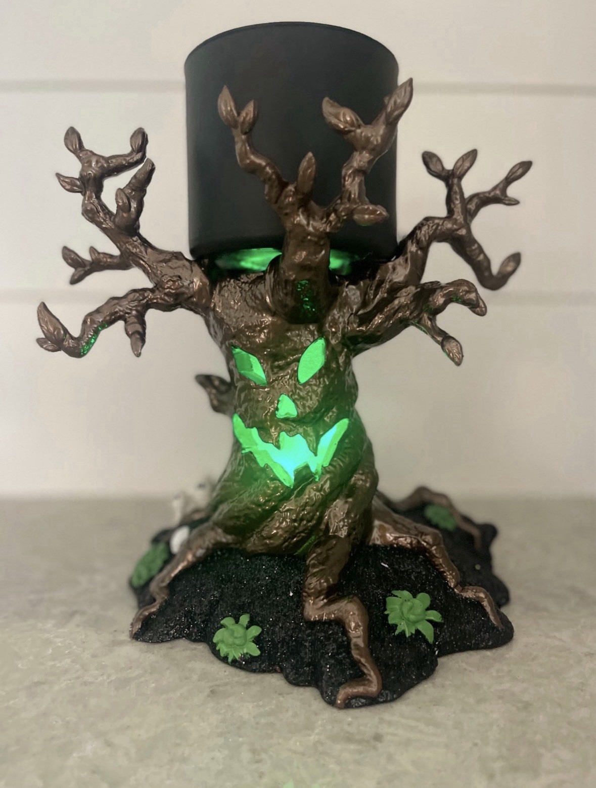HTF BATH & BODY WORKS Halloween LIGHT-UP MONSTER TREE 3-wick Candle Holder 2022 gallery