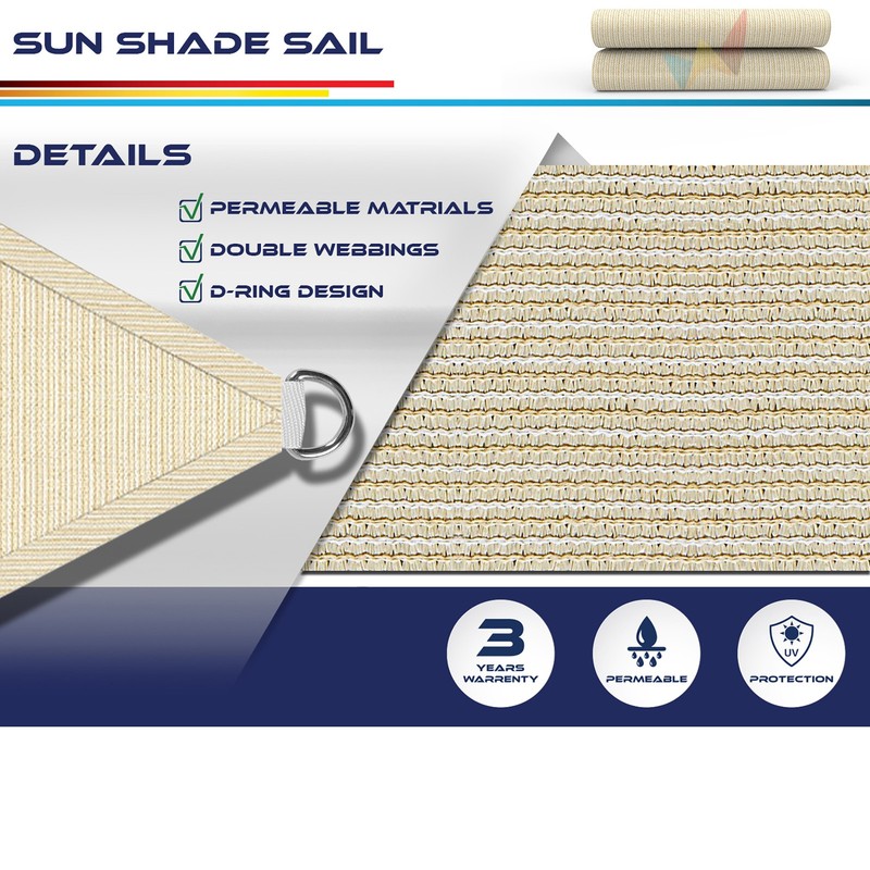 Custom Size Beige Right Triangle Sun Shade Sail Outdoor Canopy Awning Patio Pool gallery