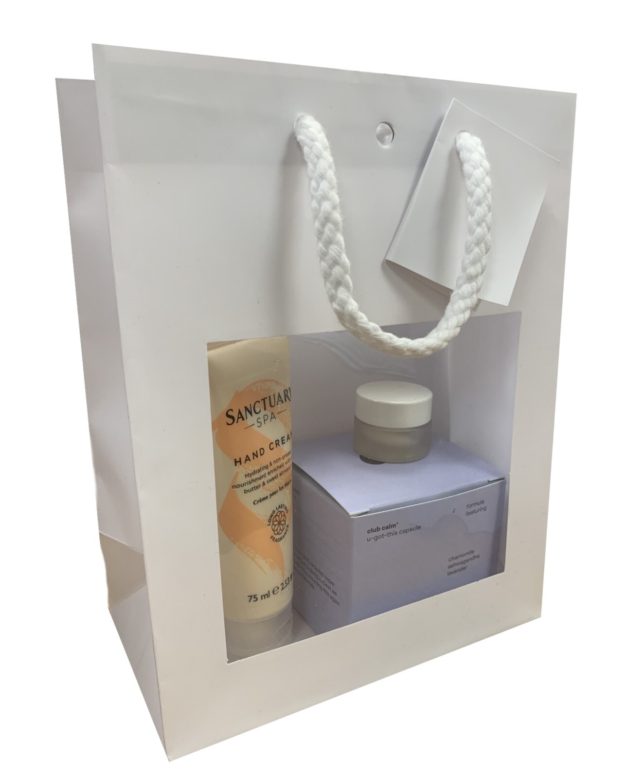 White Gift Bags With CLEAR WINDOW Product Display Candle Jar Favour Bag 2 SIZES gallery
