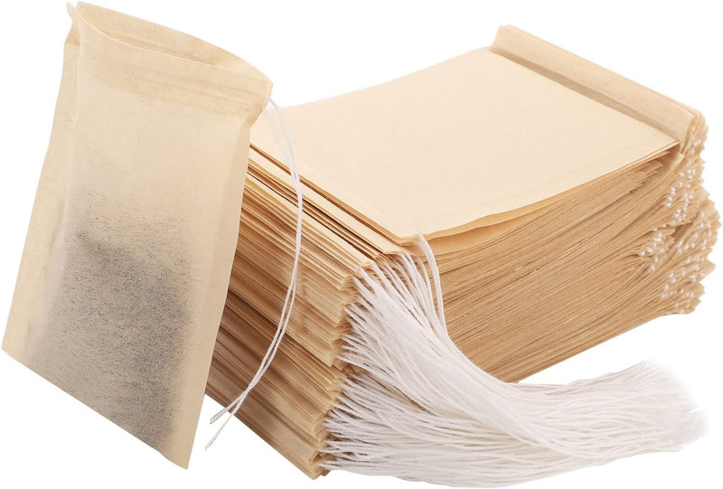 Empty Tea Bags - 300 Pcs Disposable Drawstring Unbleached Filter Bags for Loose gallery