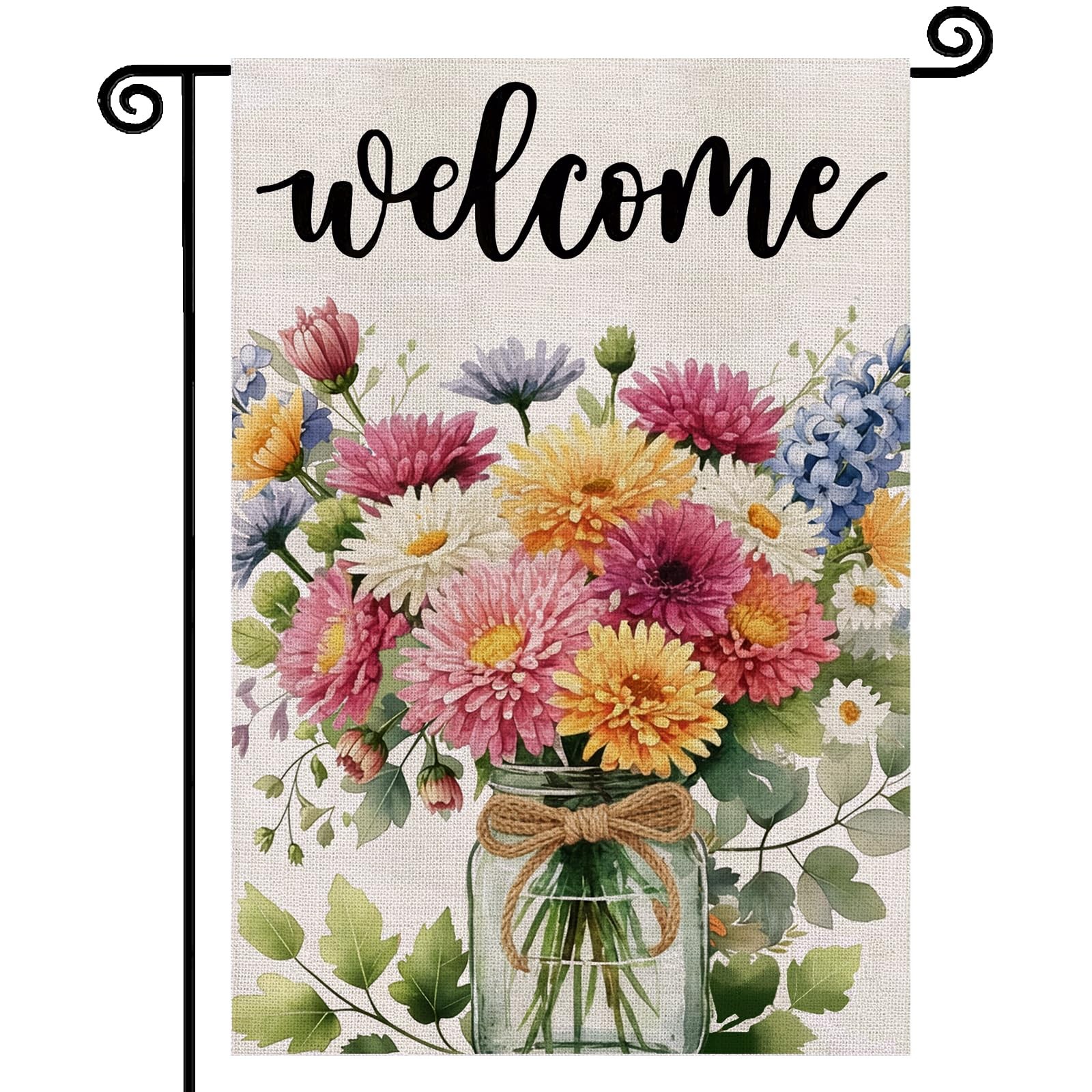 Spring Summer Floral Welcome Garden Flag Double Sided Mason Jar Yard Decor gallery