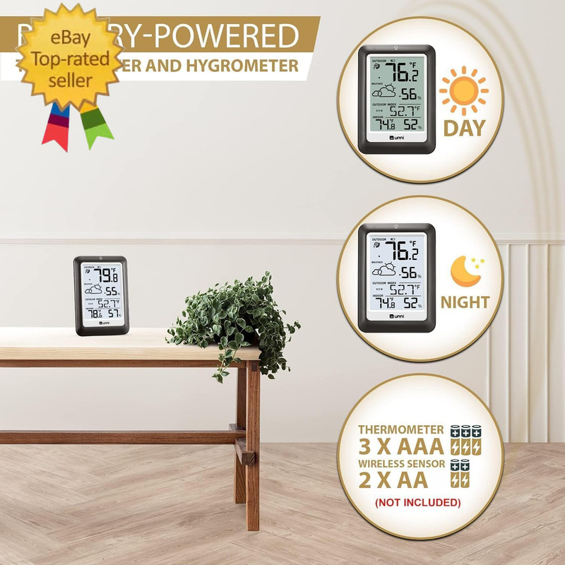 Indoor Outdoor Thermometer Wireless Weather Station, Temperature Humidity gallery