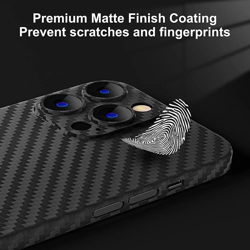 0.3mm Ultra Thin Carbon Fiber Pattern iPhone Case Slim Hard Cover 16 15 14 13 gallery