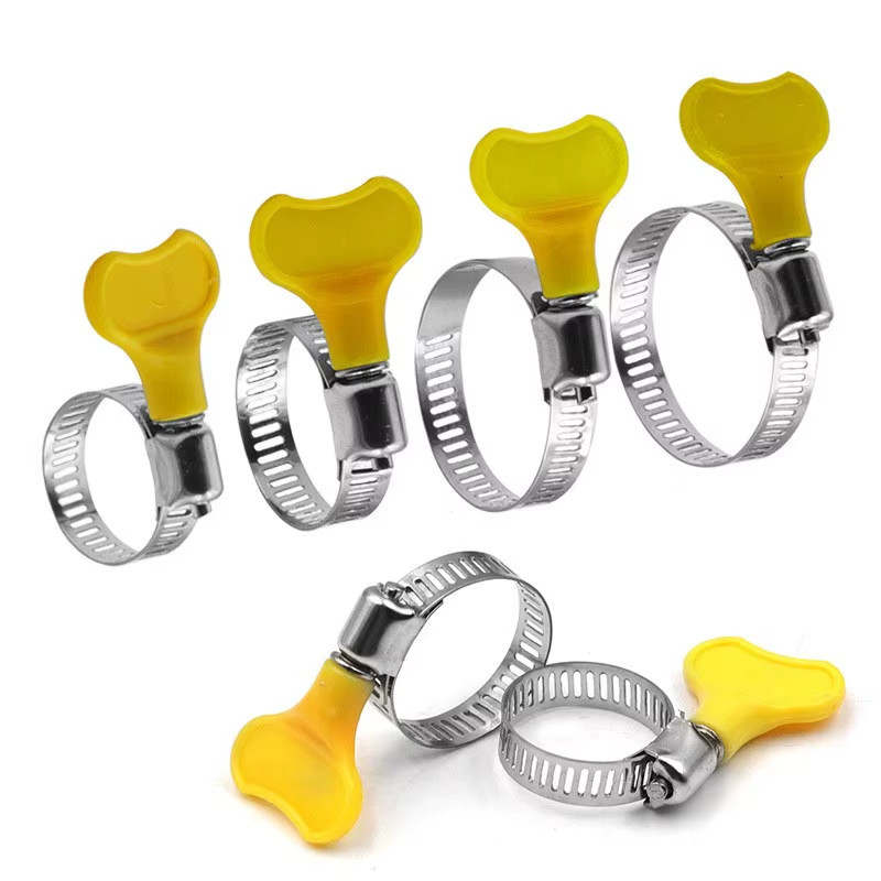 5/10Pcs 8-44Mm Adjustable Yellow Plastic Handle Hand Twist Hose Clamps Worm Driv gallery