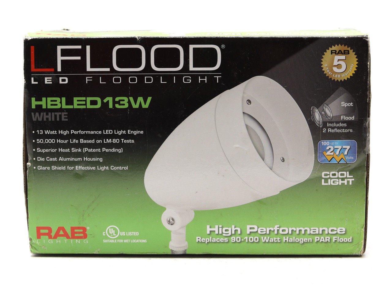 RAB Lighting HBLED13W LED Floodlight Fixture, 5000k gallery