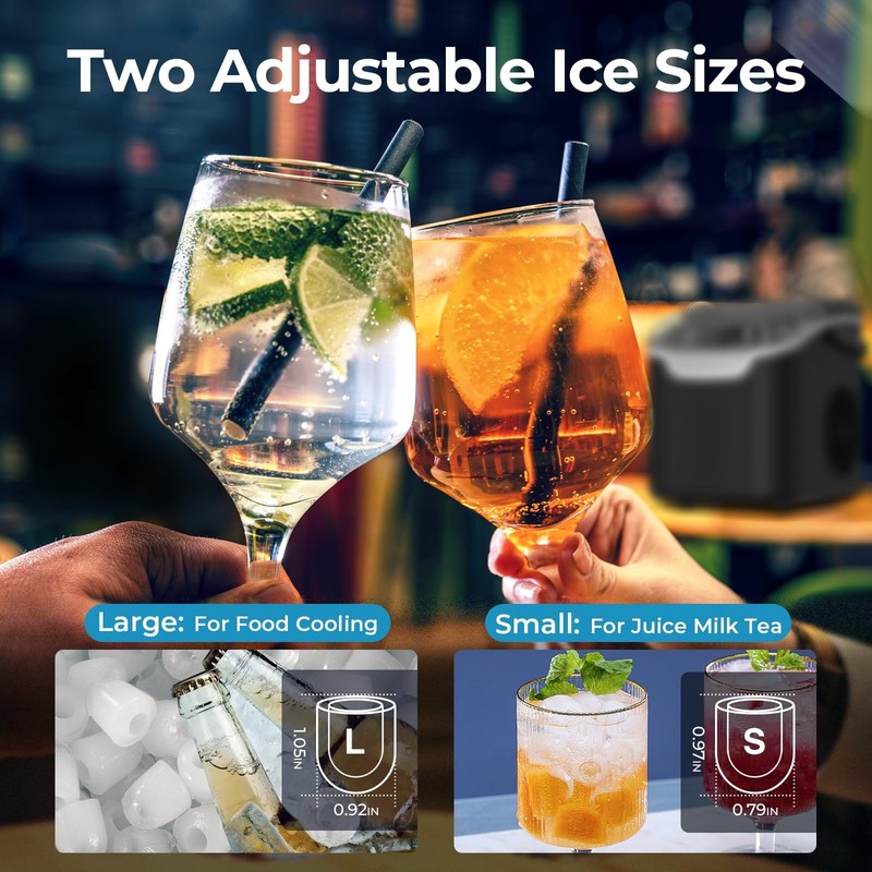 Countertop Ice Maker Machine, 8 Ice Cubes in 6 mins, 26lb/Day Ice with 2 Size... gallery