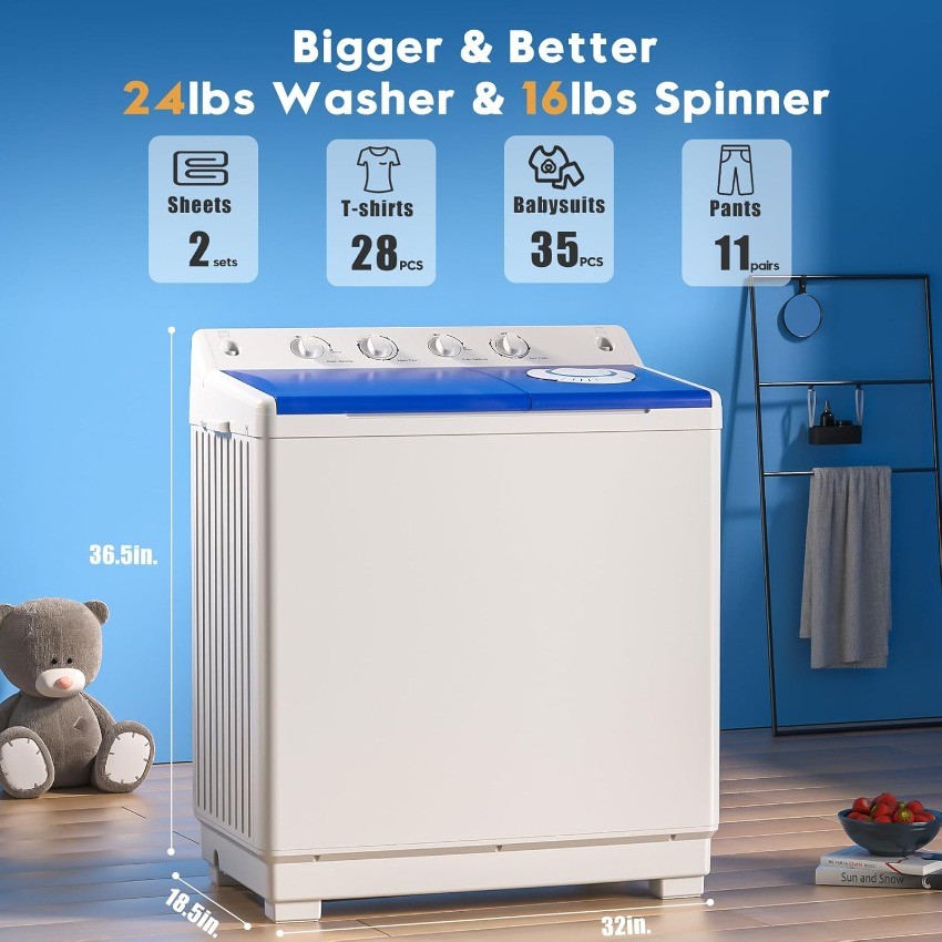 Auertech Portable Washing Machine, 40lbs Twin Tub Washer Mini Compact bargain gallery